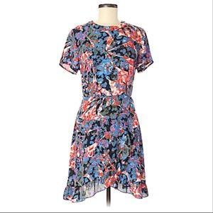 Aqua Printed Faux Wrap dress